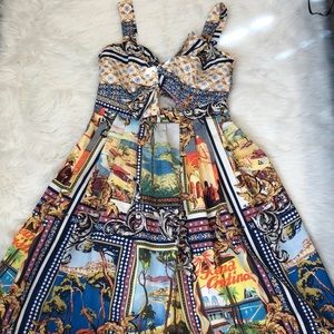 ASOS Postcard Print Bow Dress